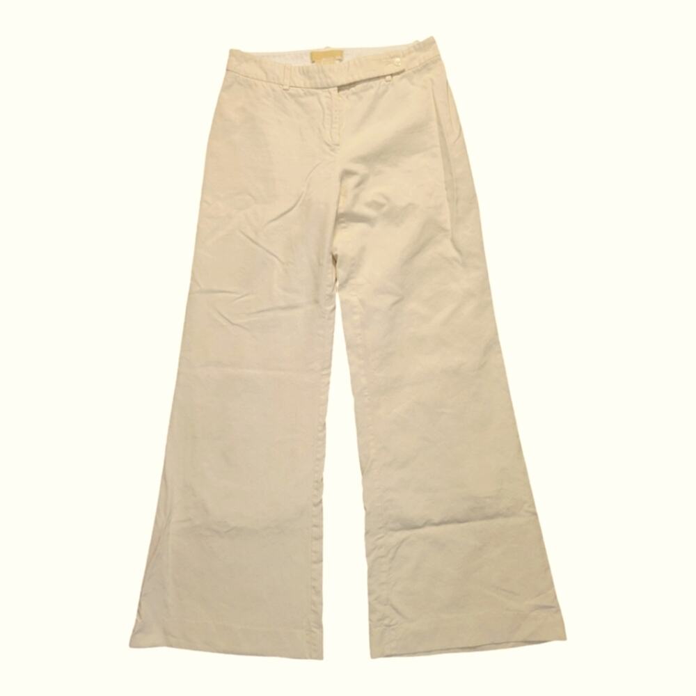 Michael Kors Silk Blend Pants Size 4 Cream Made in Italy Boot Cut